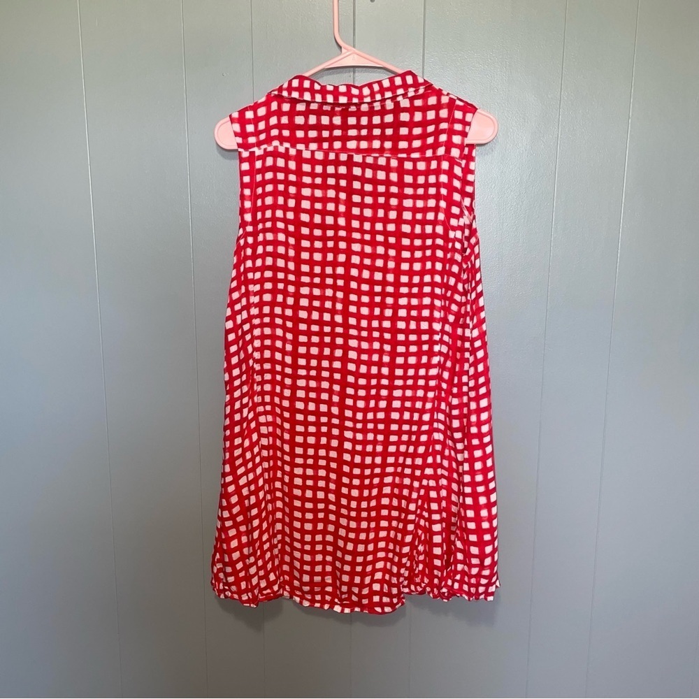 Anthropologie 11:1 Tylho Percy Tunic Red White Gingham Plaid Windowpane Medium - Picture 6 of 7